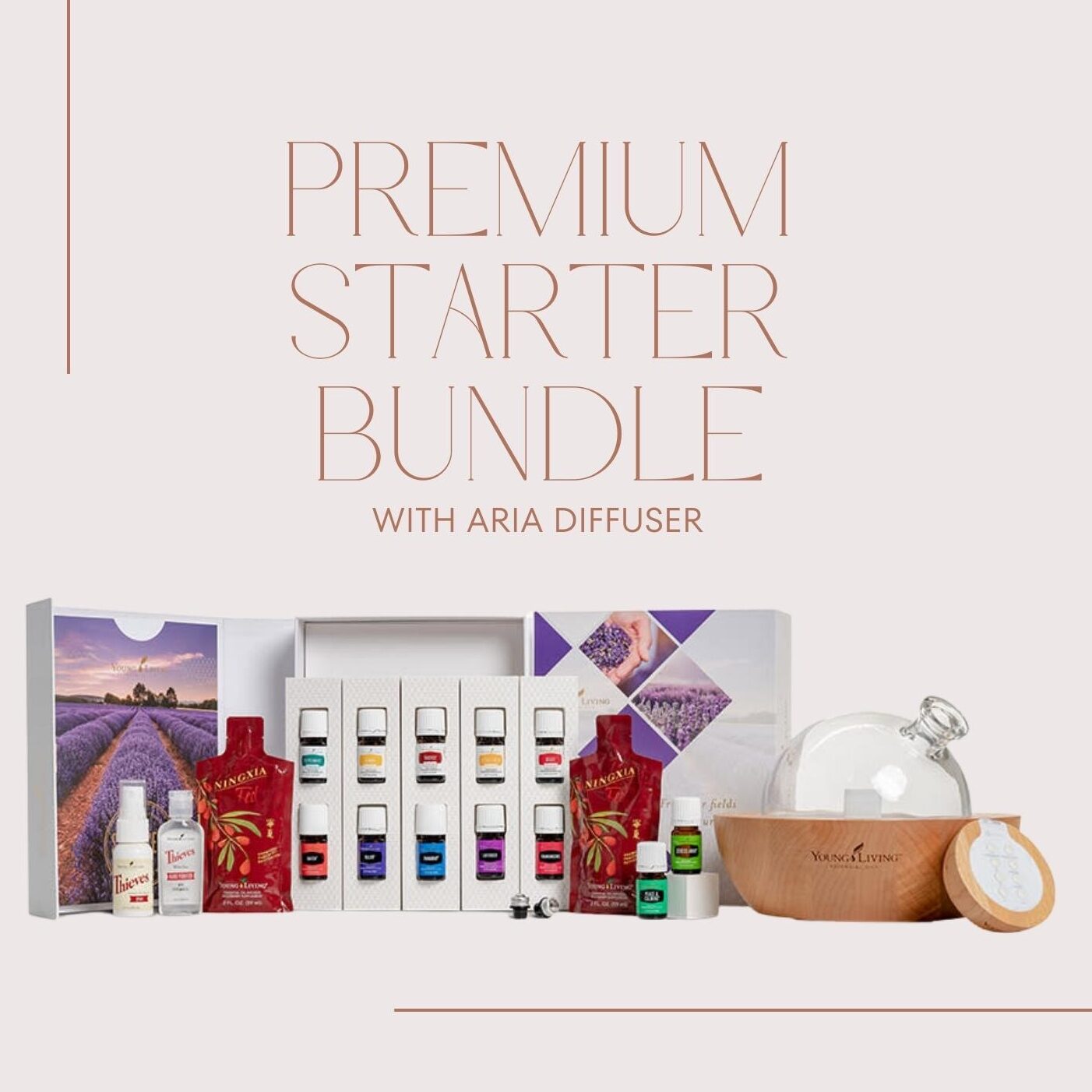 All Products included in the Young Living Premium Starter Bundle - Aria. 