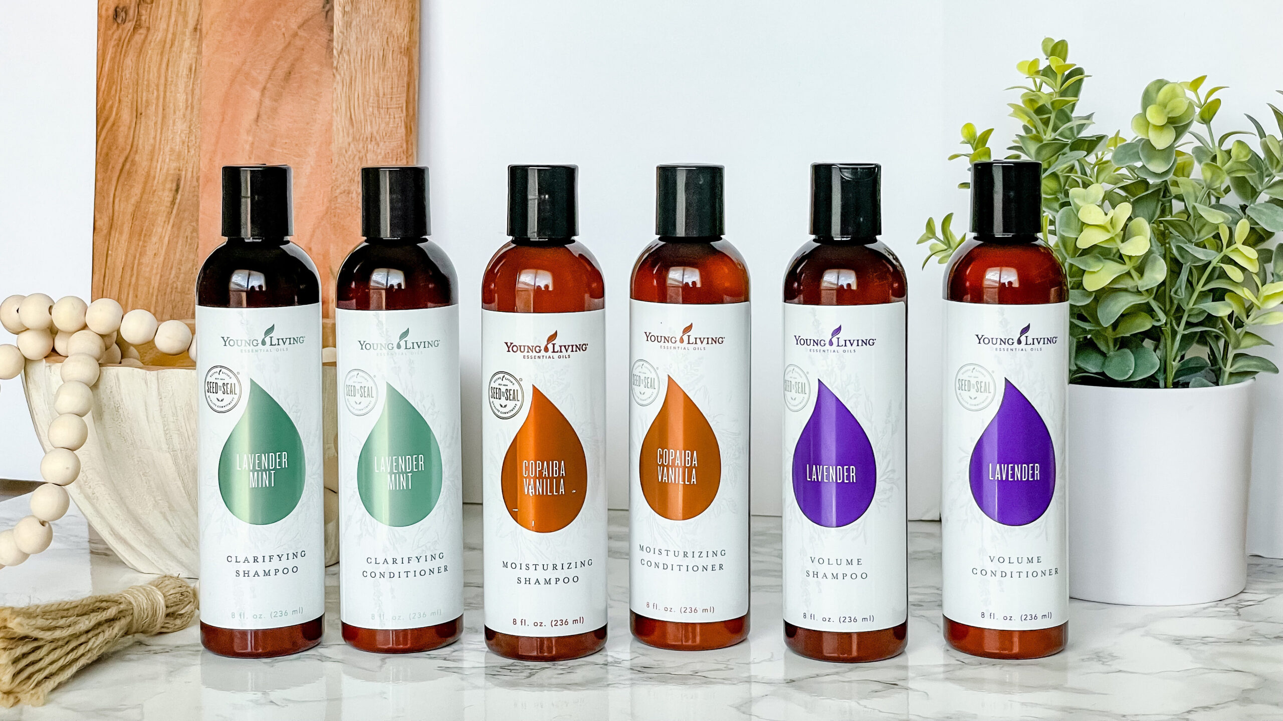 Young Living oil-infused shampoo and conditioner